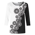 thumbnail image 5 of 3/4 Length Sleeve Womens Tops Floral Print Crewneck Loose Fit Dressy Casual Shirts Spring Summer Blouse Going out Top, 5 of 6