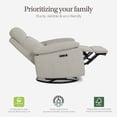 thumbnail image 4 of Evolur Asher Deluxe Power Recline Glider, Extra-Wide Nursery Recliner Chair with Adjustable Power Headrest, 275° Swivel, USB-A & USB-C Charging Ports, Ergonomic Lumbar Support, FSC Certified, Beige, 4 of 8