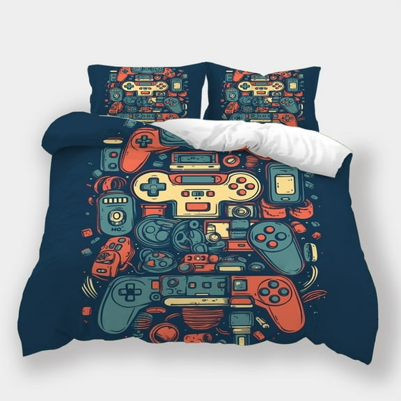 Bedding Set Game Controller Printed Comforter Cover Pillowcase Teen Adult Stylish Bedspreads,Full (80"x90")
