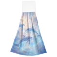 thumbnail image 7 of Haosy 2 Pack Kitchen Wash Cloths with Hanging Loops Absorbent Absorbent Quick Drying Hand Towels, Dolphin in Glowy Sea, 7 of 7