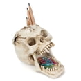 thumbnail image 1 of Portable Skull Head Pen Holder Storage Box Resin Statues Home Desk Decor Gift, 1 of 5