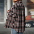 thumbnail image 7 of Womens Plaid Shirt Jacket Long Sleeve Button Down Gingham Cardigan Coat Lightweight Fall Collared Shirts Tops Khaki, 2XL, 7 of 7