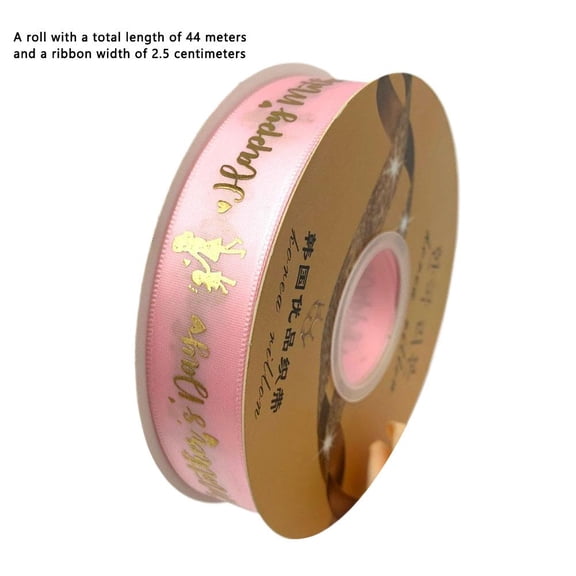 Mother's Day Ribbon Gold Foil Stamped 44m Craft Ribbon For Gift Wrapping Floral DIY Decor