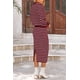 thumbnail image 2 of Conjunto de Falda para Mujer PRETTYGARDEN Suéter a Rayas Rojo Vino XL, 2 of 8