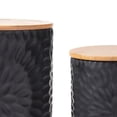 thumbnail image 3 of Ceramic Round Canister with Pressed Bursting Design, Set of 2, Black and Beige,Saltoro Sherpi, 3 of 5