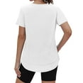 thumbnail image 3 of Razzly Women's Summer Casual Loose Fit Short Sleeve Round Neck Plain Color T Shirt Comfortable Breathable Fashion Top For Daily Wear Womens Summer Tunics Athletic Long Sleeve Shirt Women(White,M), 3 of 6
