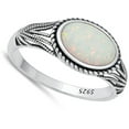thumbnail image 4 of CHOOSE YOUR COLOR Bali Chunk White Simulated Opal Ring .925 Sterling Silver Band CZ Female Size 10, 4 of 4