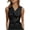 Black, variant on Women's Solid Color Sleeveless Lapel Satin Elegant Button Blazer Top Jacket