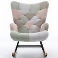 thumbnail image 5 of DeeHome Modern Patchwork Accent Chair with Solid Wood Armrest and Feet, Mid-Century Modern Accent Sofa, Fabric Sofa Chair for Living Room Bedroom Studio, Comfy Side Armchair for Bed, (Macaroon), 5 of 9