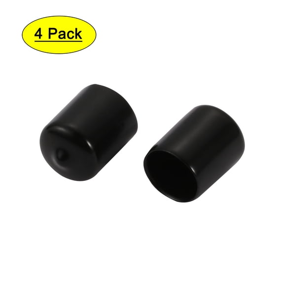 4Pcs 18mm Inner Dia Flexible Vinyl End Cap Screw Protector Cover Black