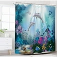 thumbnail image 2 of Dolphin Shower Curtain Underwater Algaes Coral Reefs Sunbeam Tropical Fish Marine Wildlife Ocean Animal Seabed Bathroom Decor Fabric Polyester Waterproof 72Wx72H Inch 12 Pack Plastic Hooks, 2 of 6