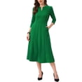 thumbnail image 2 of Vestido de trabajo para mujer Inspire Chic, corte A, mangas 3/4, vestido midi elegante, verde, XS, 2 of 6