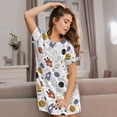 thumbnail image 3 of Disketp Rocket Planets for Womens Short Sleeve Sleepshirt Scoopneck Cute Nightdress Comfy Nightgown, 3 of 6