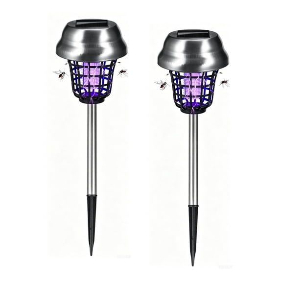 Paddsun Solar Bug Zapper Outdoor,2Pack Waterproof Mosquito Killer Outdoor Patio Mosquito Trap & Killer for Backyard Farm Garden Solar Powered Fly Zapper for Small Flying Insect Flies Moths