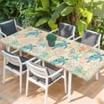thumbnail image 2 of Teal Red Coastal Table Cloths for 8 Foot Rectangle Tables, Summer Beach Nautical Sea Turtle Coral Starfish Patio Waterproof Elastic Fitted Tablecloths, Washable Rectangular Table Cover for Camping, 2 of 8
