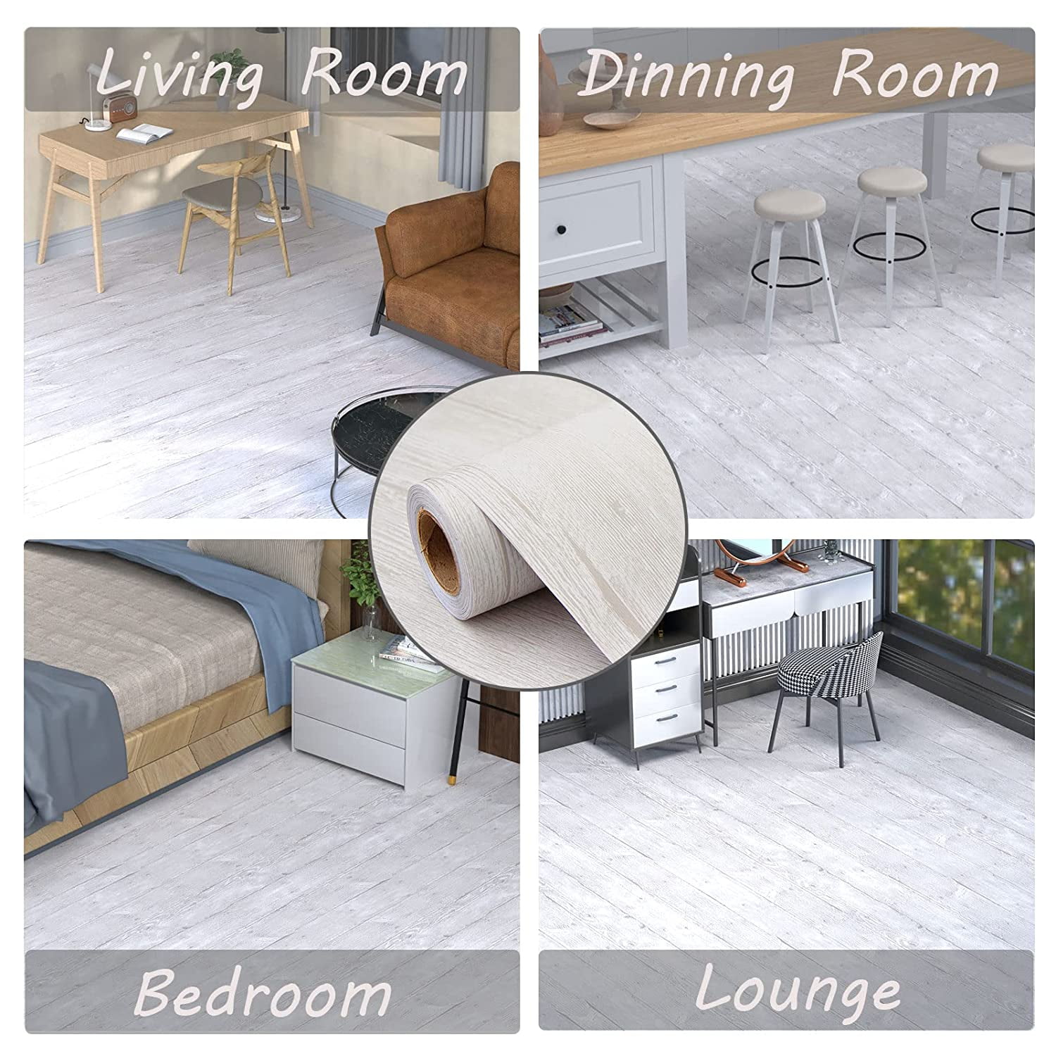 Oxdigi PVC Peel and Stick Contact Paper Vinyl Flooring Roll 24x 393 inch Self Adhesive Wood Plank Film