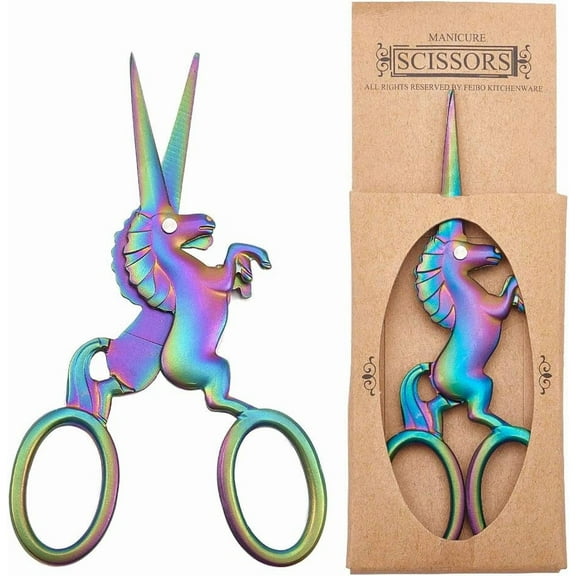 1pc Unicorn Sewing Scissors 4.5Inch Small Snips Stainless Steel Tip Brow Shaping Vintage Scissors Shears for DIY Crafting Needle Work Threading Art Work Colorful