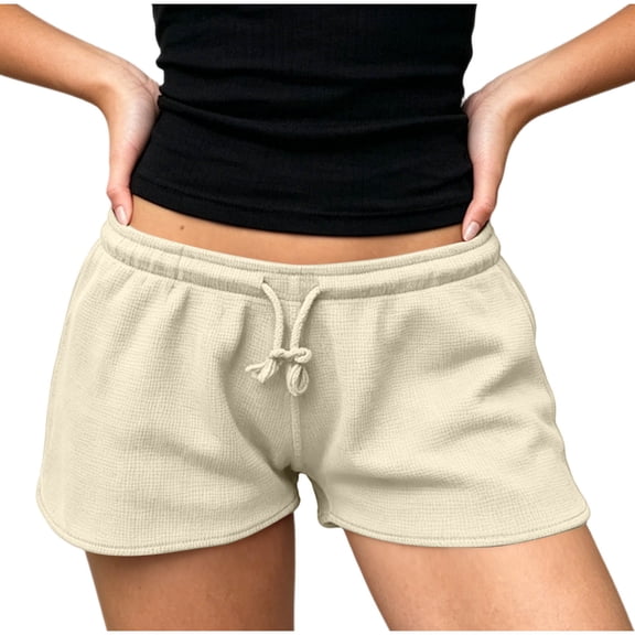 Shorts for Women,Women Y2K Low Rise Sweat Shorts Summer Cute Low Waist Wide Leg Mini Shorts Casual Basic Drawstring Lounge Shorts
