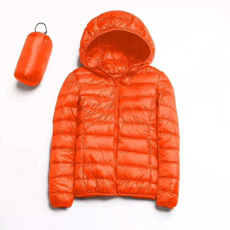 Orange packable down jacket deals