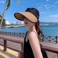 thumbnail image 5 of Women's Sun Visor Hats Wide Brim Straw Beach Hat Ponytail Hats for Women Foldable Floppy, 5 of 7
