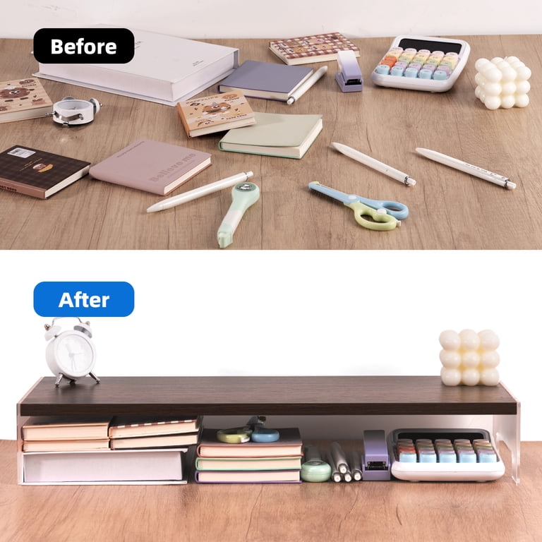 Marsrock Monitor Stand Desk Organizer, Walnut Wood & Acrylic photo 4