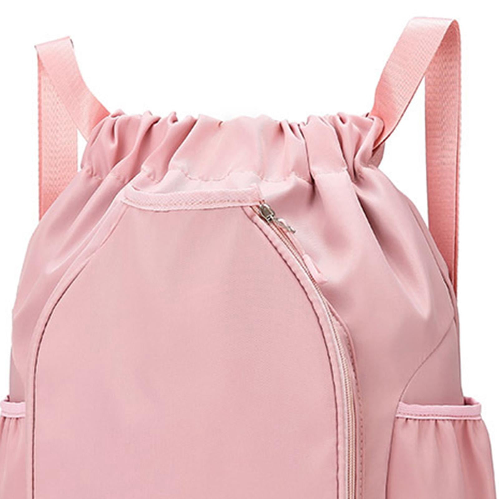 QccHieUs Tennis Backpack Badminton Racket Bag Drawstring Handbag Shoulder Bag for Outdoor Pink