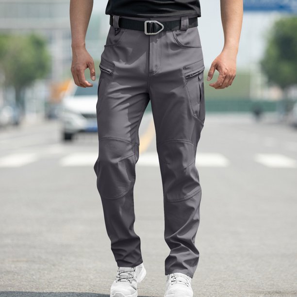 Pantalones de trabajo para hombre, holgados, de alta elasticidad, impermeables, con múltiples bolsillos