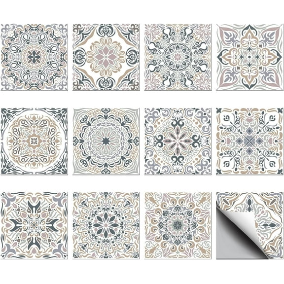 36PCS Vintage Gray Peel and Stick Tile Stickers 4x4 inch Wall Stickers Waterproof Detachable PVC Wall Tile Stickers Decorative Stickers