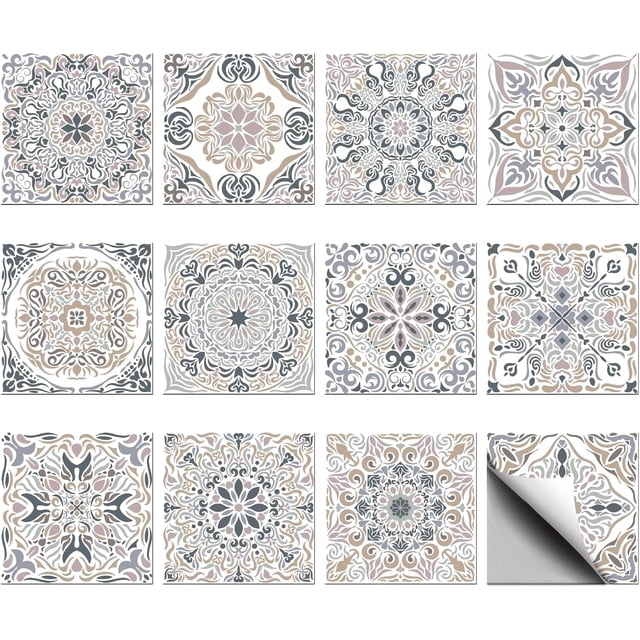 36 pegatinas de azulejos vintage grises despegables y pegables de 4 x 4 pulgadas, pegatinas de pared impermeables, desmontables, de PVC, pegatinas decorativas.