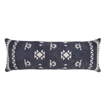 Ox Bay 14" x 36" Modern, Bohemian, Farmhouse, Rustic, Lodge Blue, Off-White, Multi-color Geometric Cotton Throw Pillow , Zip Closure