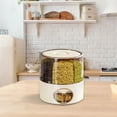 thumbnail image 2 of Storage Containers Food Grain Storage Dispenser 6 Grid Rice Organizer Rotatable Kitchen Bucket with Click Output Compartment for Home Use, 2 of 4