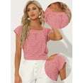 thumbnail image 2 of DARING DIVA Women's Summer Square Neck Gingham Cap Sleeves Blouses XL Red, 2 of 6