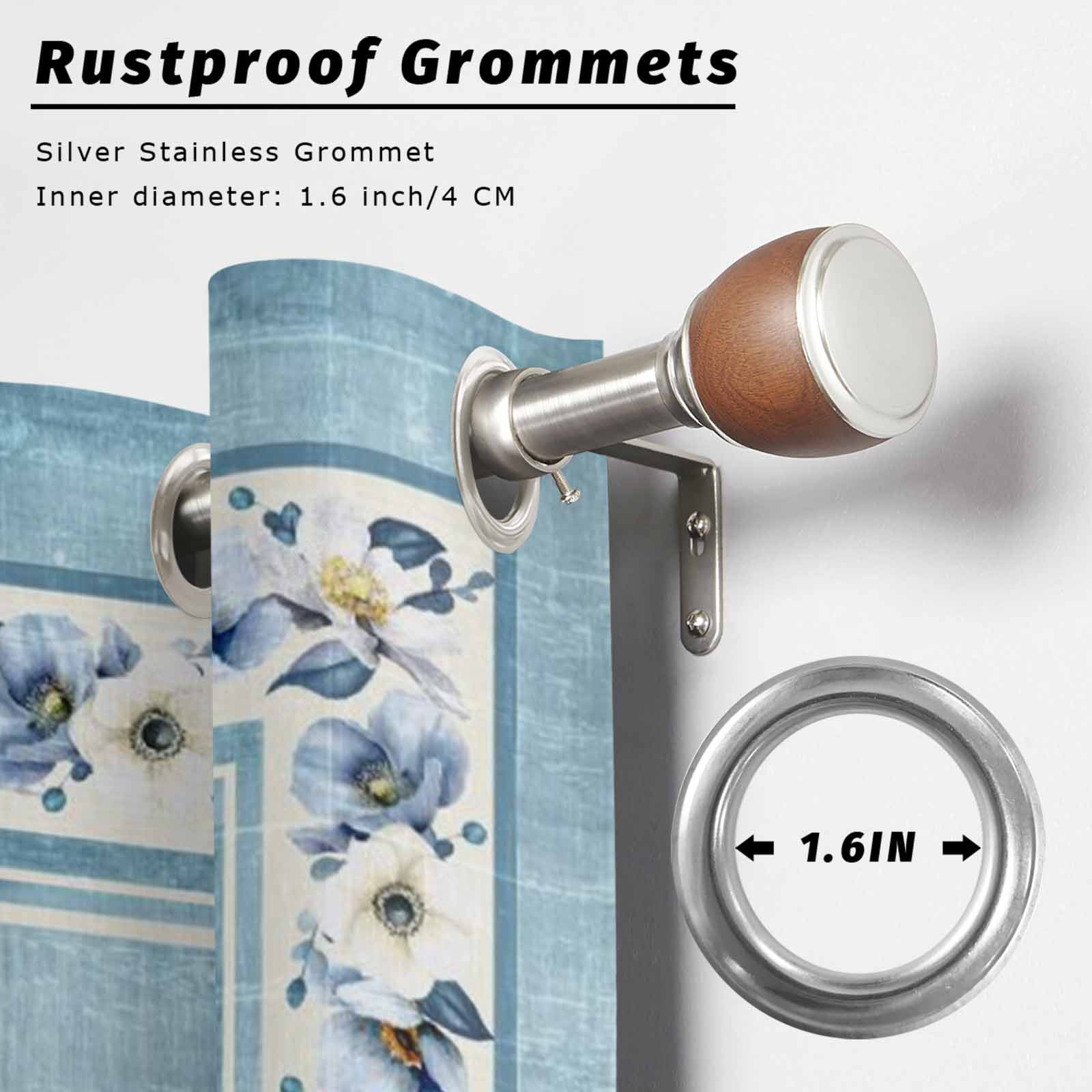 Teal Blue Spring Floral Outdoor Curtains for Patio, Vintage Summer Botanical Classic Sunshade Privacy Drapes Grommet Waterproof Outside Curtains for Porch/Cabana/Balcony 54"x 84", 1 Panel