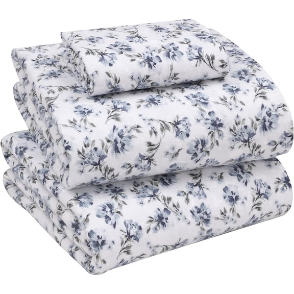 RUVANTI Flannel Sheets Twin Size - 100% Cotton Double Brushed Twin Sheets Set, Deep Pockets 16 Inches, All Seasons Breathable & Extra Soft Bed Sheets, Warm & Cozy, 3 Piece, Perri Me
