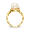 thumbnail image 2 of 14K Yellow Gold Ring Band Pearl Freshwater White Diamond Round, Size 7, 2 of 5