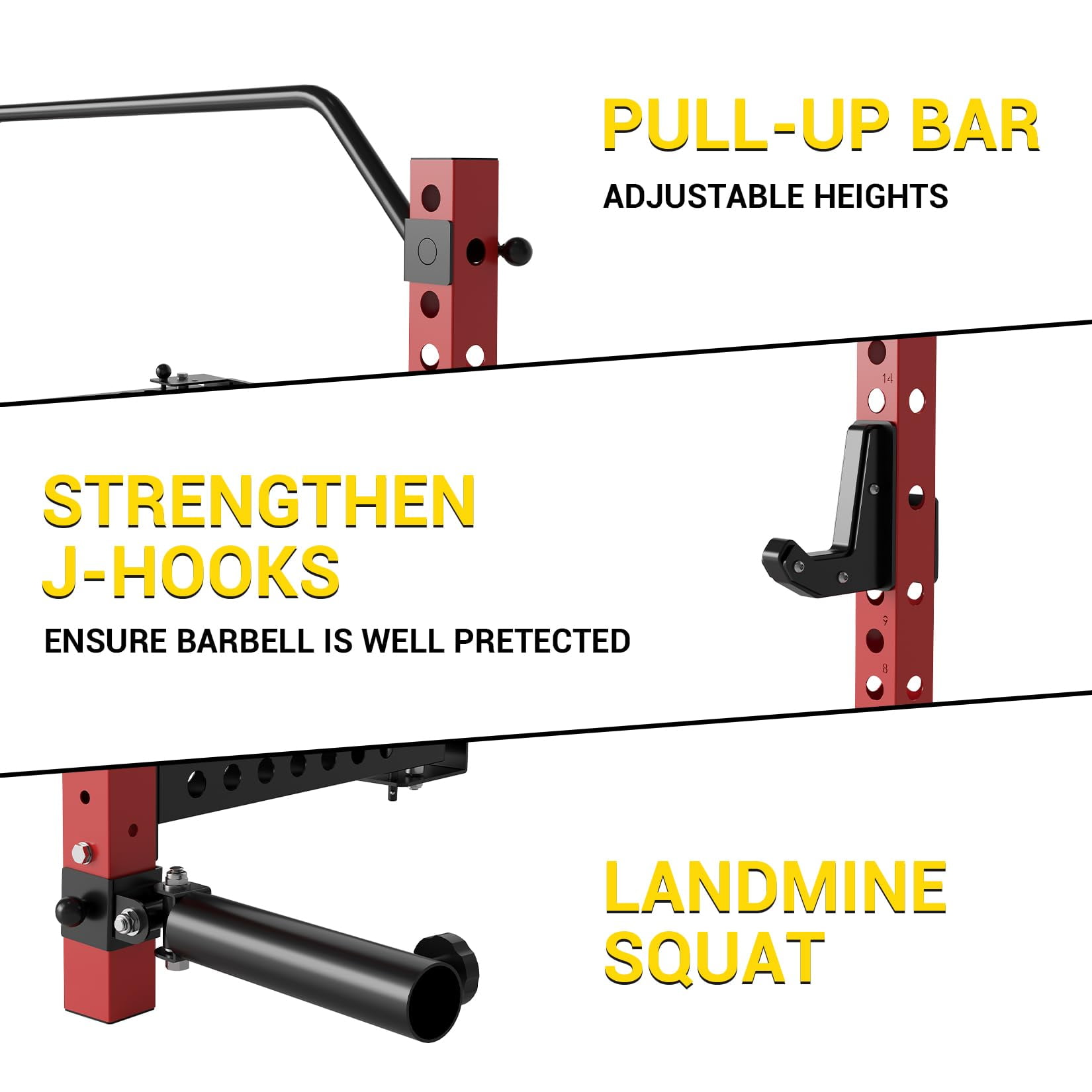 TROPOW Folding Wall Mounted Squat Rack – 1000 lbs Capacity Power Rack for Home Gym, Space-Saving Foldable Squat Rack with Pull-Up Bar & Landmine, Heavy-Duty 2.36" x 2.36" Steel Frame Power Cage