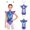 Blue, variant on Girls Space Alien Shiny Metallic Bodysuit with Hair Hoop Set Fly Sleeve Dancewear Fluorescent Green 8