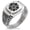 Silver, variant on Stainless Steel Sagara Samurai Crest CZ Ribbed Needle Stripe Pattern Biker Style Polished Ring