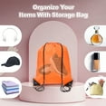 thumbnail image 5 of Drawstring Backpack Bags, 2 Pack Sports Cinch Sack for Gym Yoga Travel Swimming Beach Green, Orange, 5 of 6