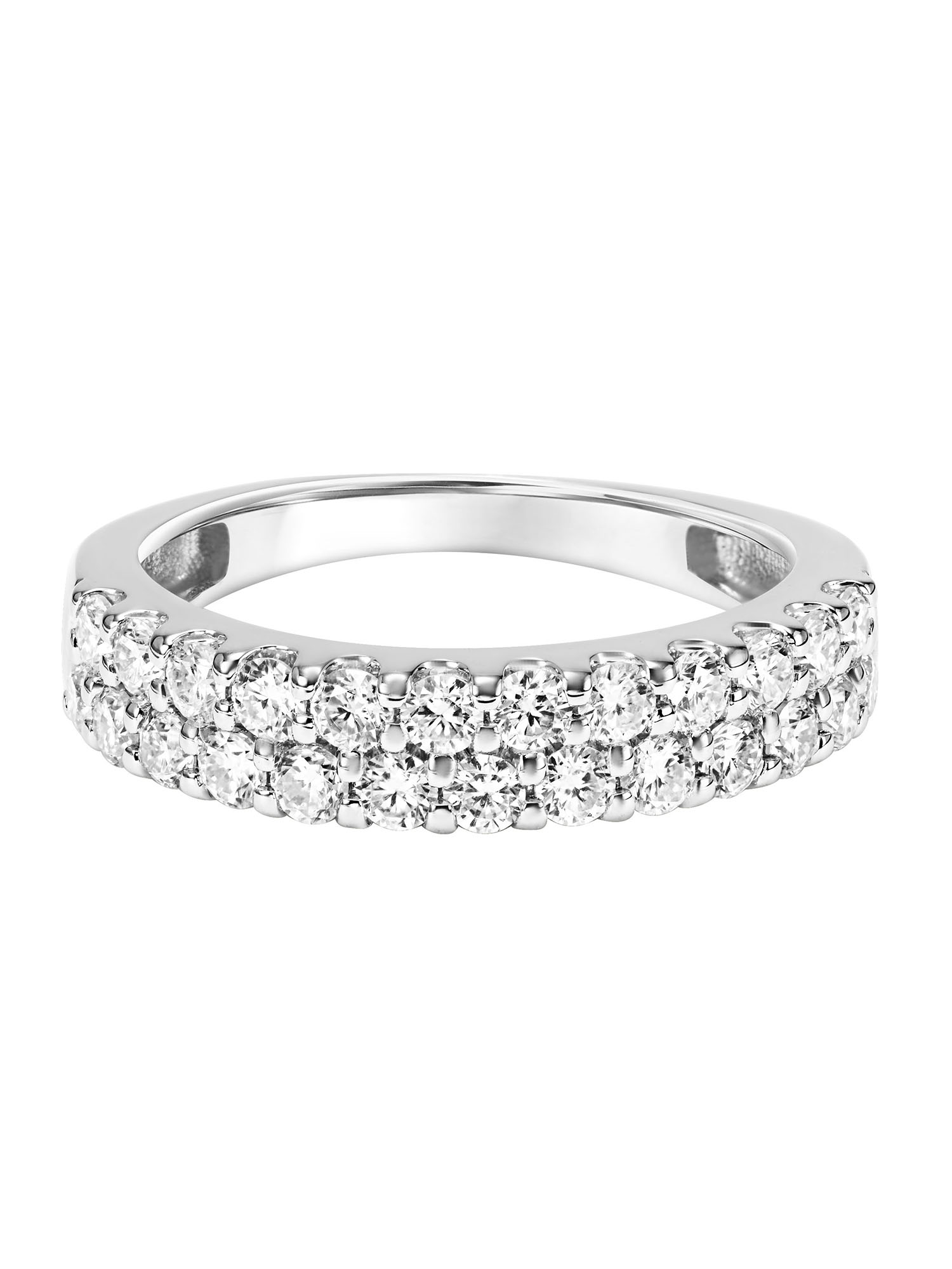 1 Carat DEW Moissanite 10K White Gold Two-Row Anniversary Ring