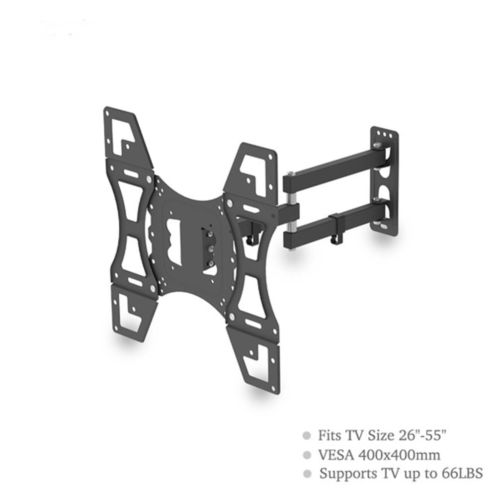 Wall Mount TV Bracket with Single Stud Level Adjustment Full Motion tv Mount VESA 400x400mm Holds up to 88lbs TV Wall Mount Swivel and Tilt TV Mount for 26-55inch Flat Screen Curved TVs 