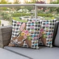 thumbnail image 4 of Happy Easter Bunny Pillow Covers 2 Pack Easter Brown Rabbit Spring Flowers Leaf Black Buffalo Plaid Pillowcase Waterproof Outdoor Throw Pillow Cover for Patio Garden Square Cushion 26”x26”, 4 of 9