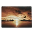 thumbnail image 1 of Birds Cutting Board, SeBird Flies Off into the Sunset Cloudy Sky Sun Reflection on Surface, Decorative Tempered Glass Cutting and Serving Board, Large Size, Brown Yellow, by Ambesonne, 1 of 1