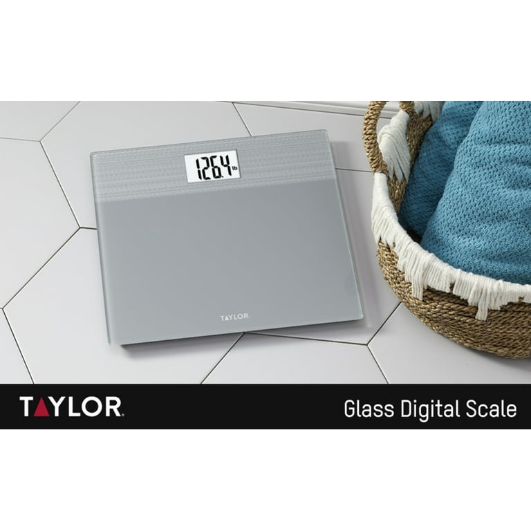Taylor Digital Glass Bathroom Scale for Body Weight, Large Durable  Platform, Extra High 500 lb Capacity, Large 3.5x1.7 White Backlit  Display, Sea
