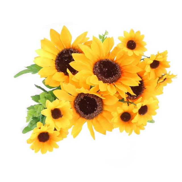 Artificial Silk Sunflower Head Simulation Flower Beautiful Wedding Home Party Decor Hair Decorative (Yellow)