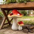 thumbnail image 5 of Outdoor Garden Mushroom Statue Resin Yard Ornament, Large Red Toadstool with Ladybugs, Weatherproof Lawn Decor for Patio, Porch, Balcony, and Fairy Garden, 5 of 6