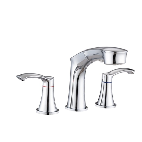 JERFIT 8-inch Widespread Bathroom Sink Faucet with Pull Down Sprayer, 2-Handle Chrome Vanity Faucet, Stainless Steel Lavatory Faucet with Lever Handles