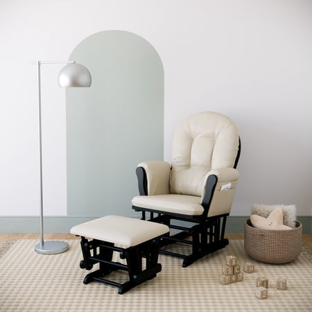 Storkcraft Hoop Infant Nursery Glider and Ottoman, Black with Beige