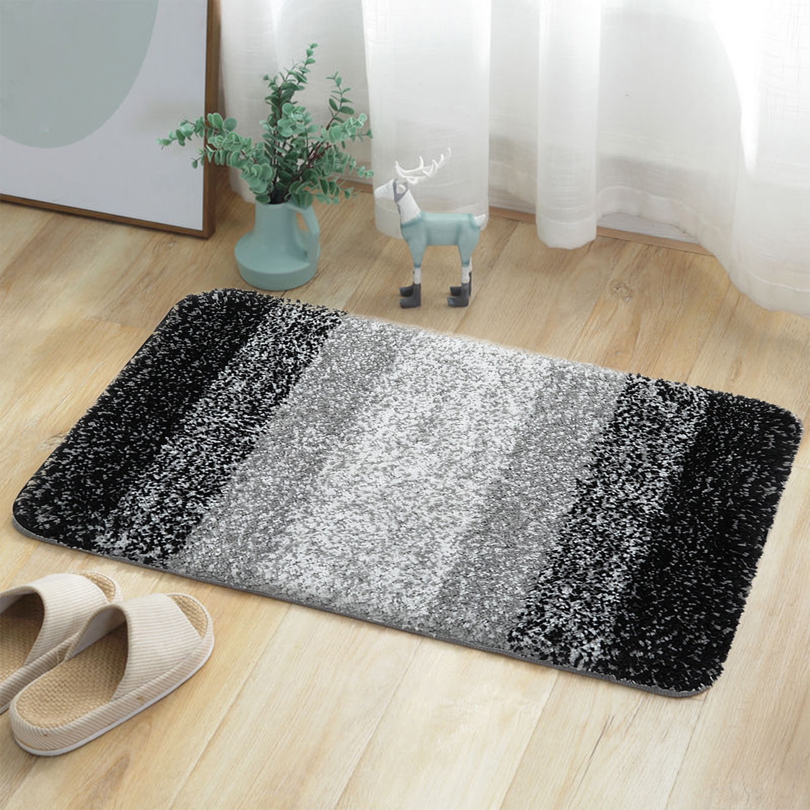 Under $5! InsCrazy Bathroom Rugs Bedroom Mat Flocking Carpet Plushes Rug Bathroom Absorbent Non-Slip Mats Kitchen Foot Mats Machine Wash Bathroom Rugs for Bedroom Bath Tub 20" x 30"