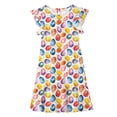 thumbnail image 4 of EGNMCR Robe à Manches Courtes Col Rond Robe d'Été pour Enfants à Manches Plissées Double Couche Imprimée pour Enfants de 5 à 14 Ans, 4 of 7